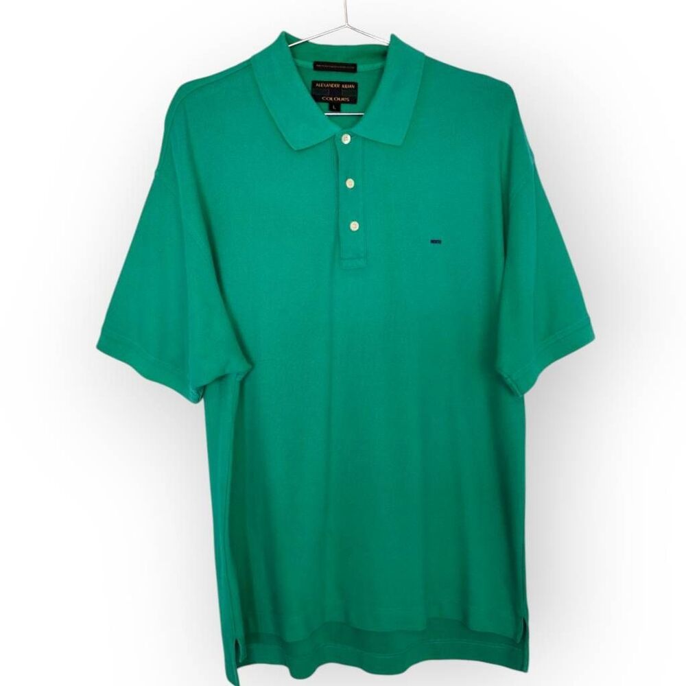 Alexander Julian Colours Mens Polo Sz L Cotton Tee Green Golf‎ Sportswear Preppy